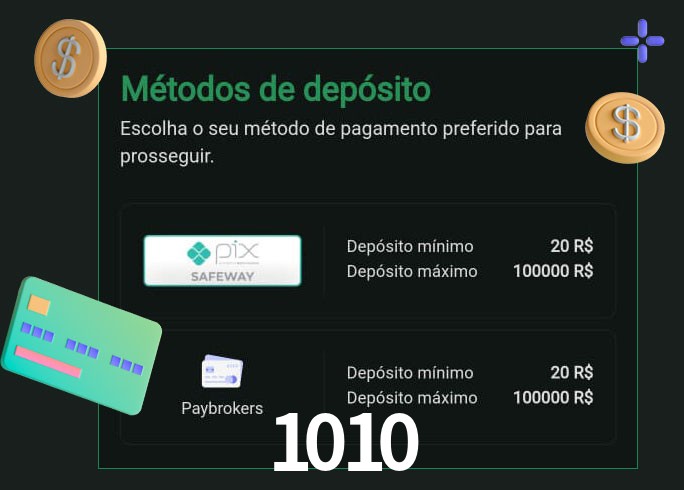 O cassino 1010bet oferece uma grande variedade de métodos de pagamento